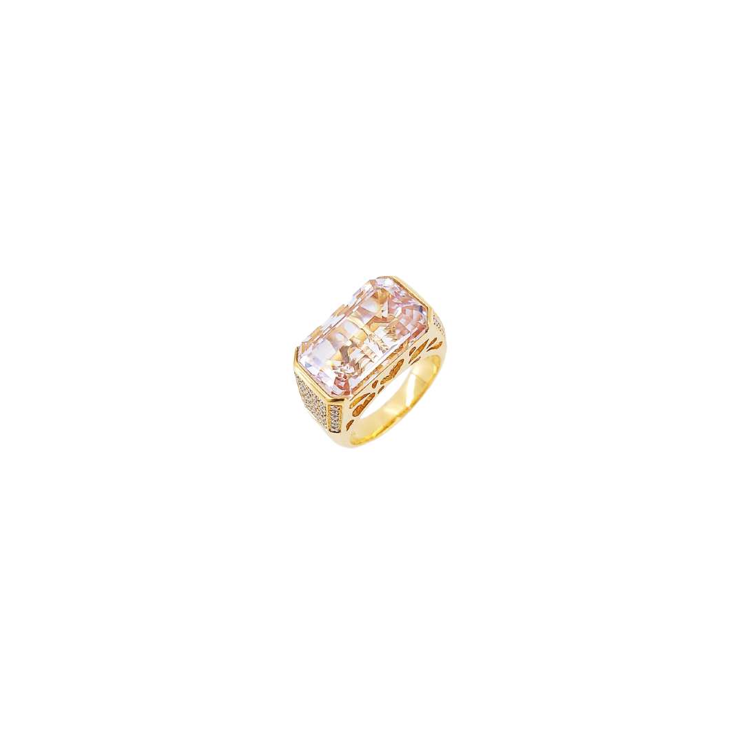 Rose Quartz Diamond Ring-WK1678