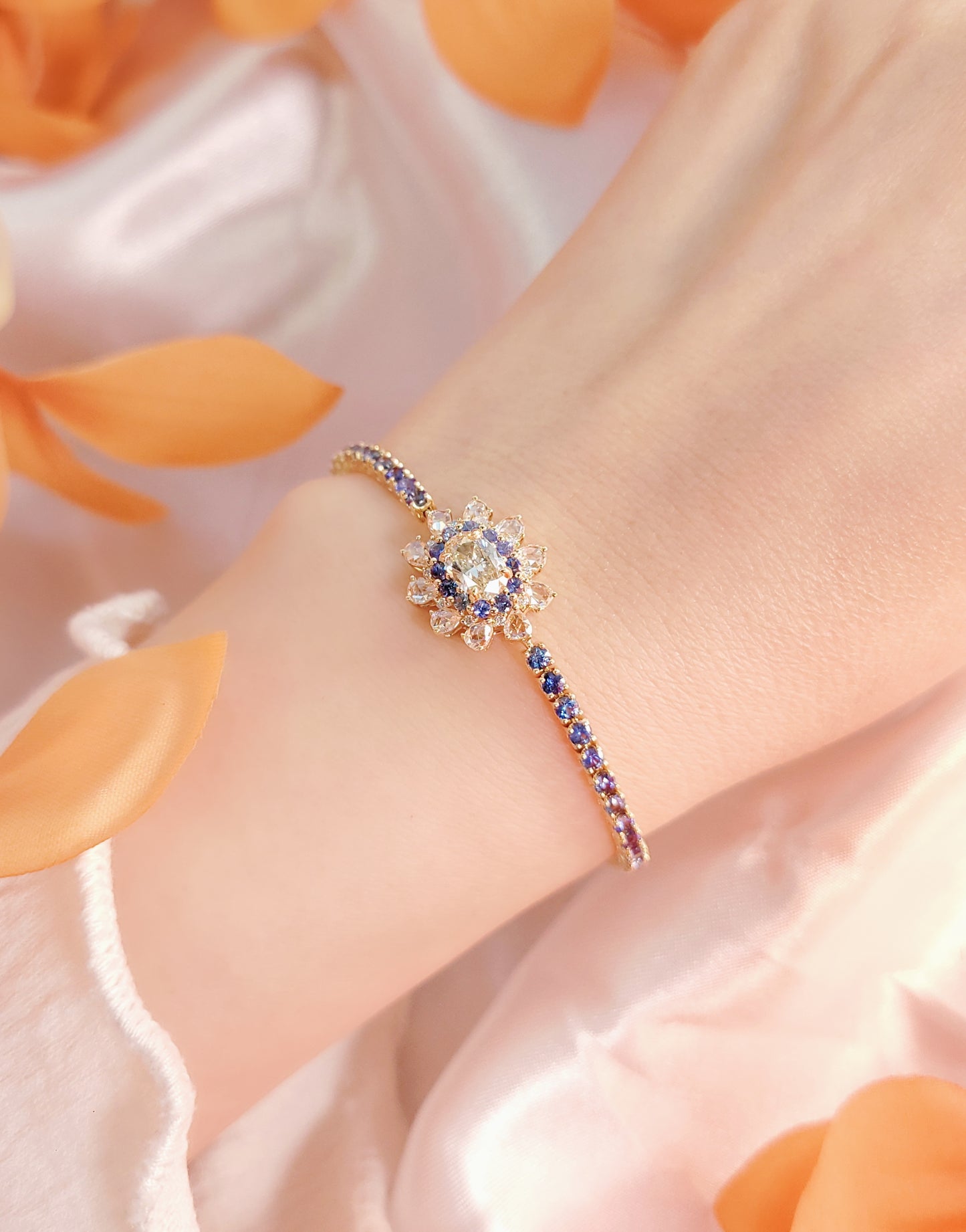 Blue Sapphire and Yellow Diamond Bracelet-WK4218