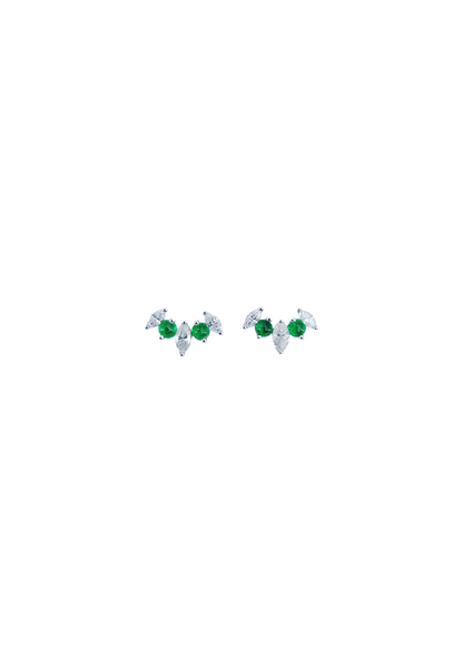 Emerald Diamond Earrings-WK4168