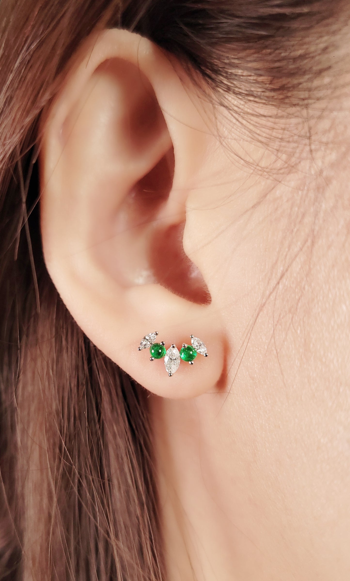 Emerald Diamond Earrings-WK4168