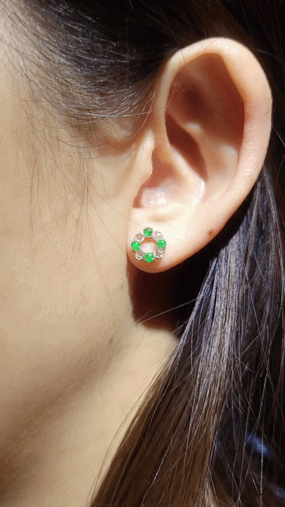 Emerald Diamond Earrings-WK4184@