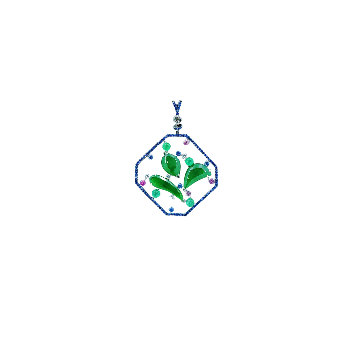 Fei Cui Emerald Diamond Pendant-WEO00002300