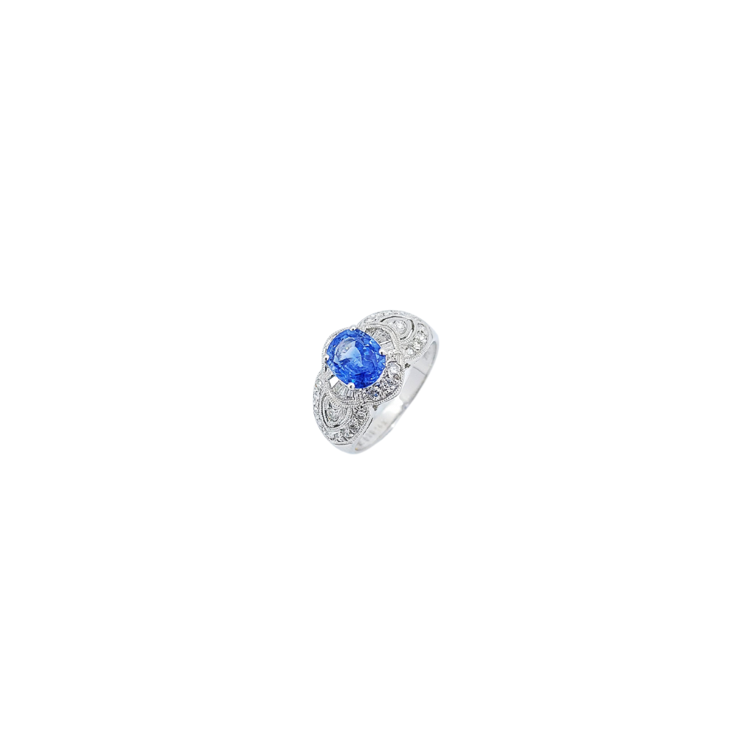 GIA 1.42CT Blue Sapphire Diamond Ring-BFO00001670