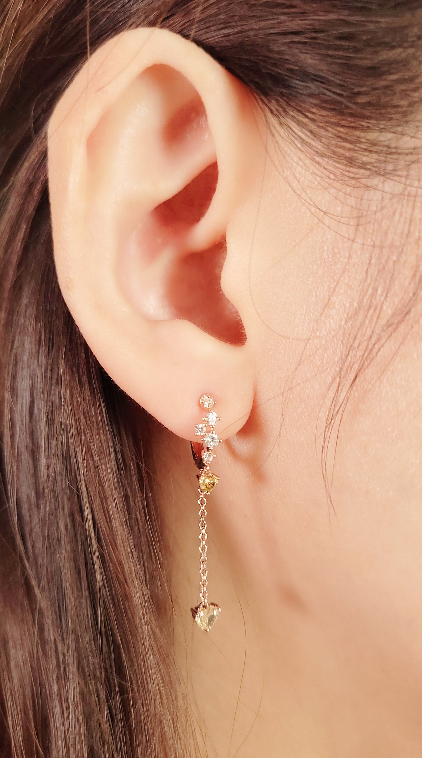 Heart Diamond Drop Earrings -WK3400