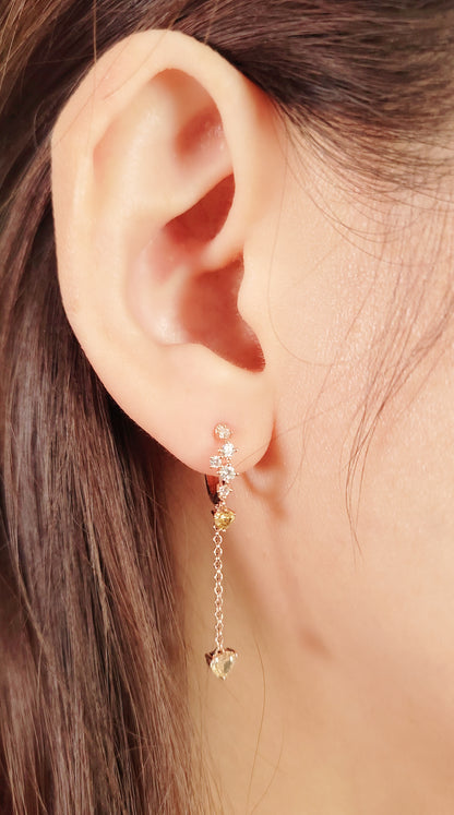 Heart Diamond Drop Earrings -WK3400