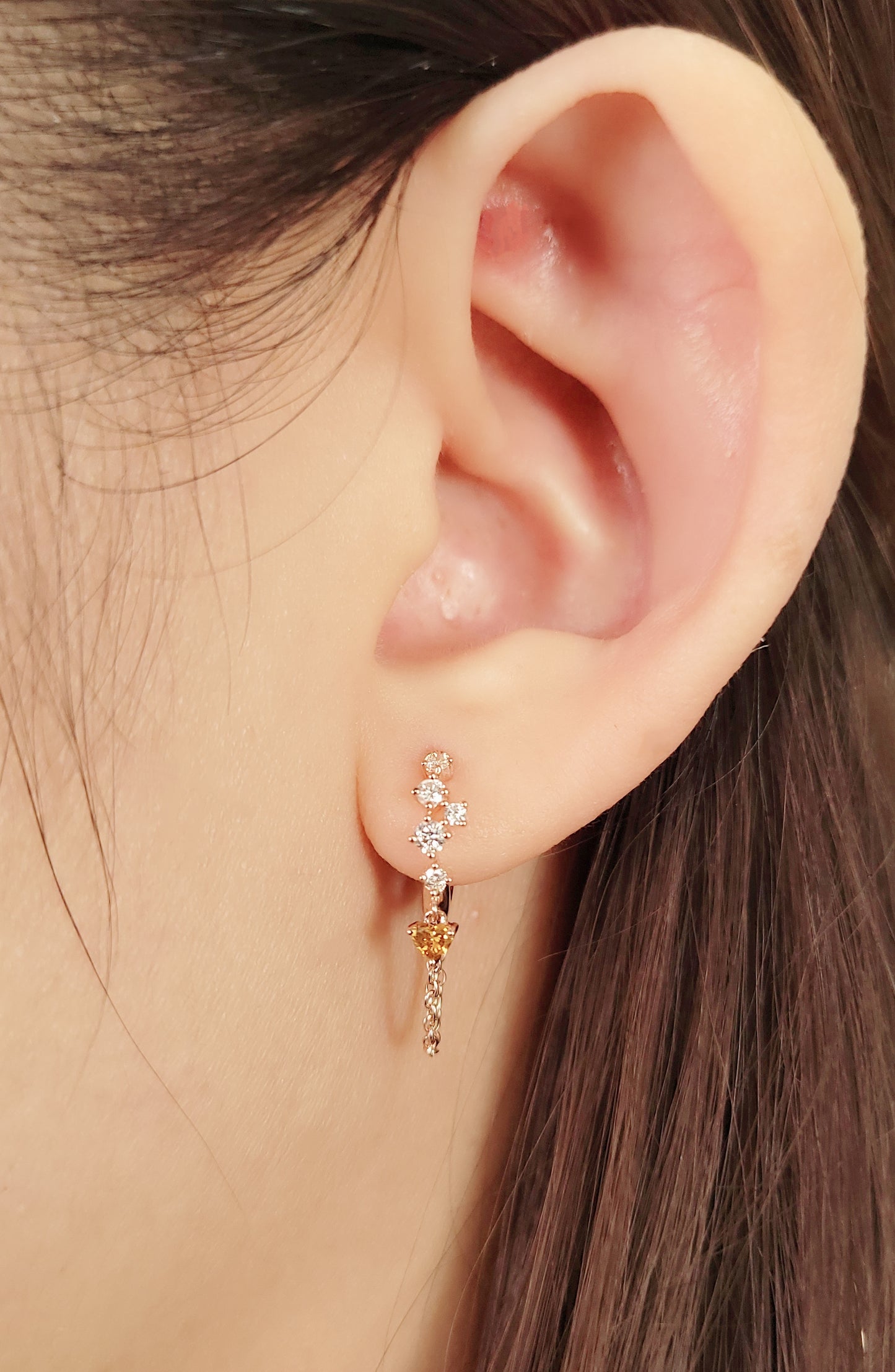 Heart Diamond Drop Earrings -WK3400