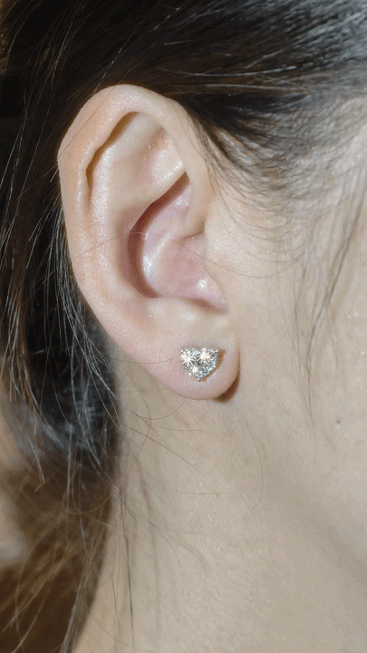 14k Natural Heart Shape Diamond Earrings-WK4286