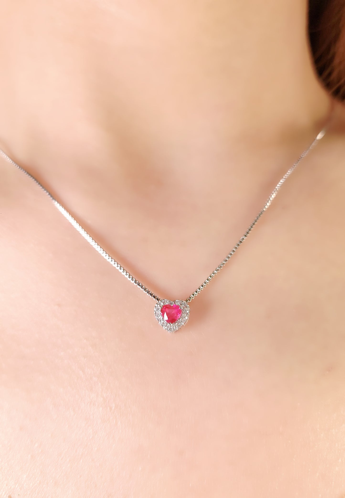 Heart Shape Ruby Diamond Charm-WK4104