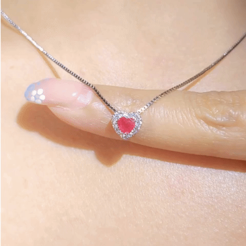 Heart Shape Ruby Diamond Charm-WK4104