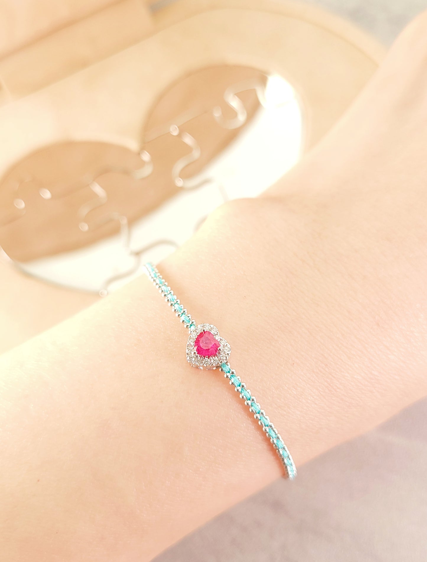 Heart Shape Ruby Diamond Charm-WK4104