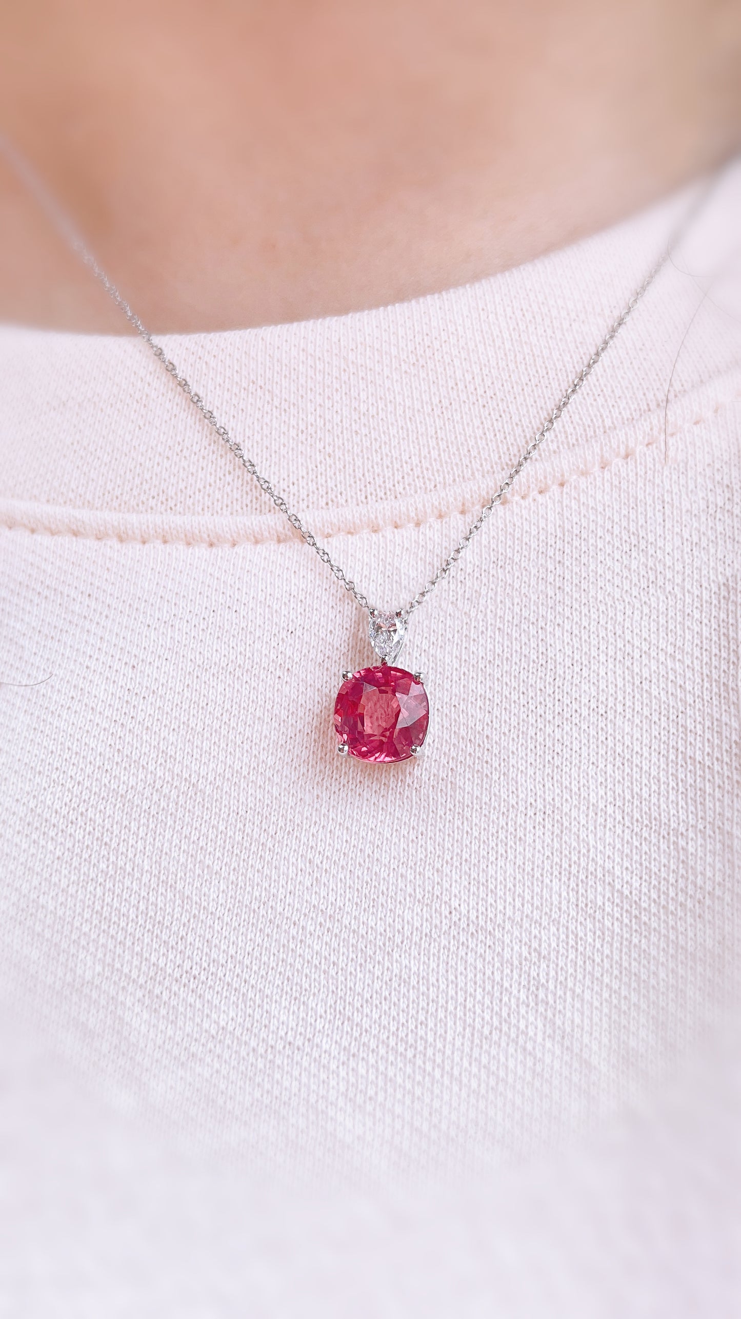Rubellite and Diamond Pendant-WK3903