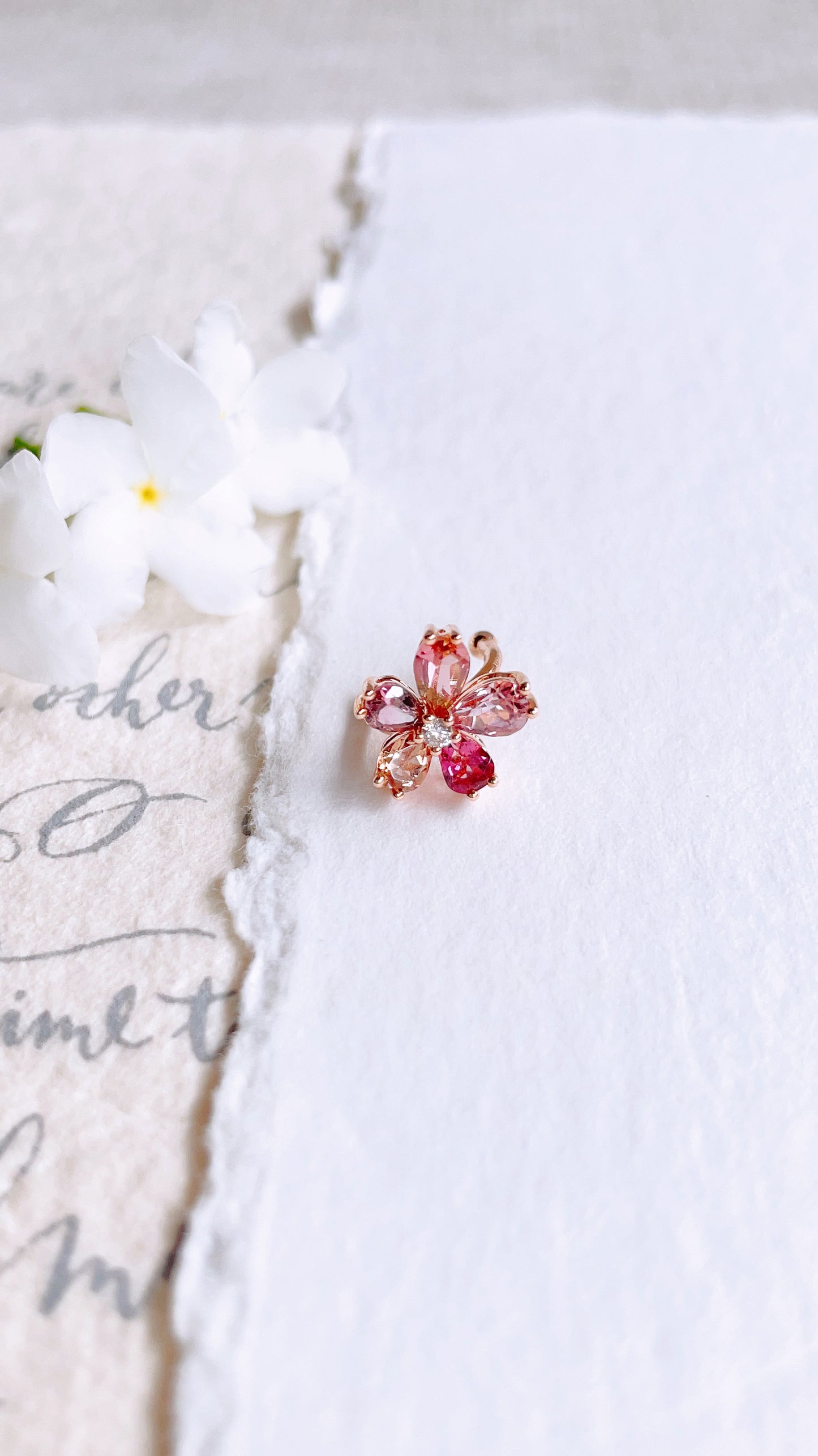 Pink Tourmaline & Diamond Ear Clip-BCO00001707