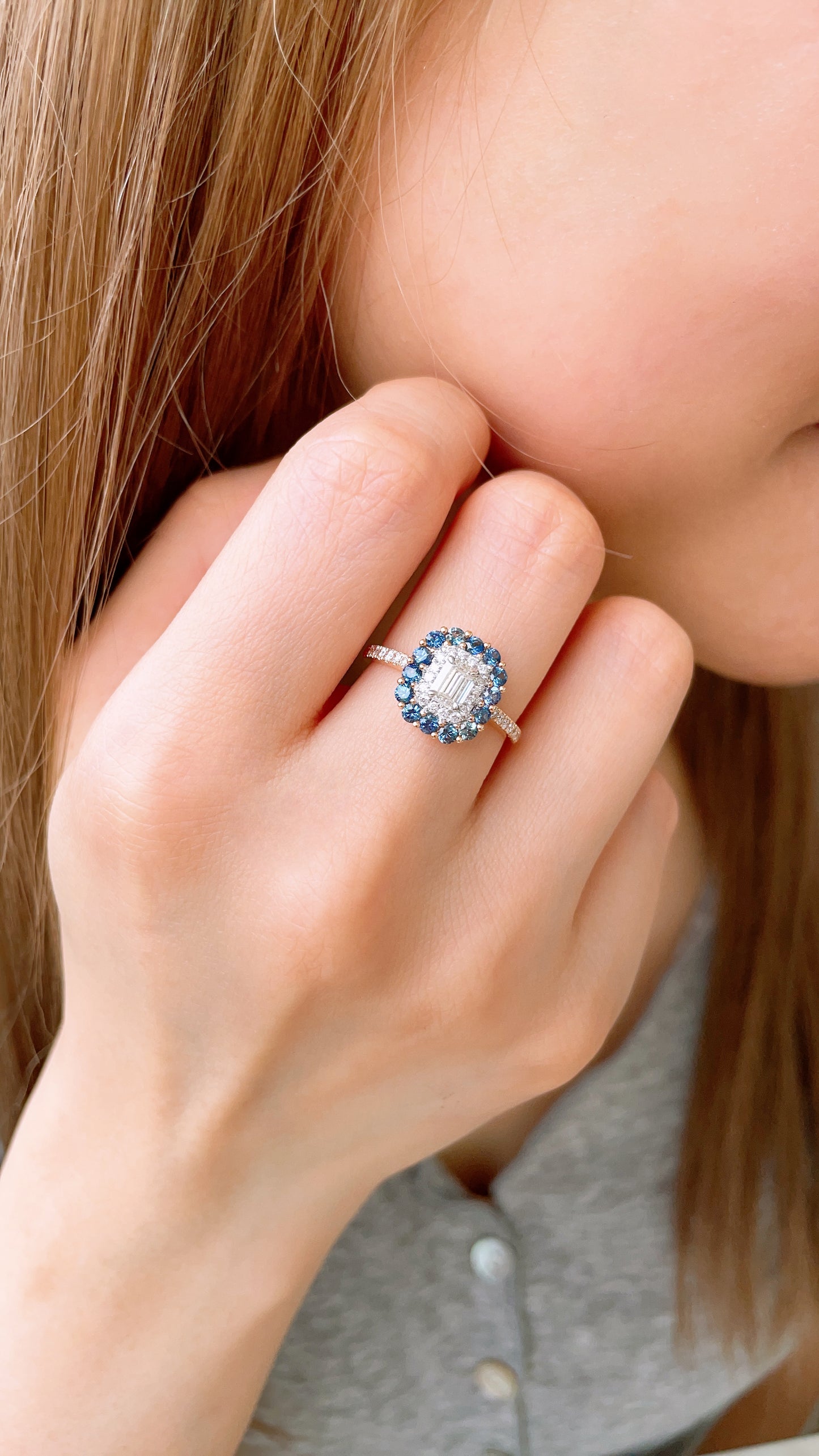 Blue Sapphire and Diamond Ring-WK3487