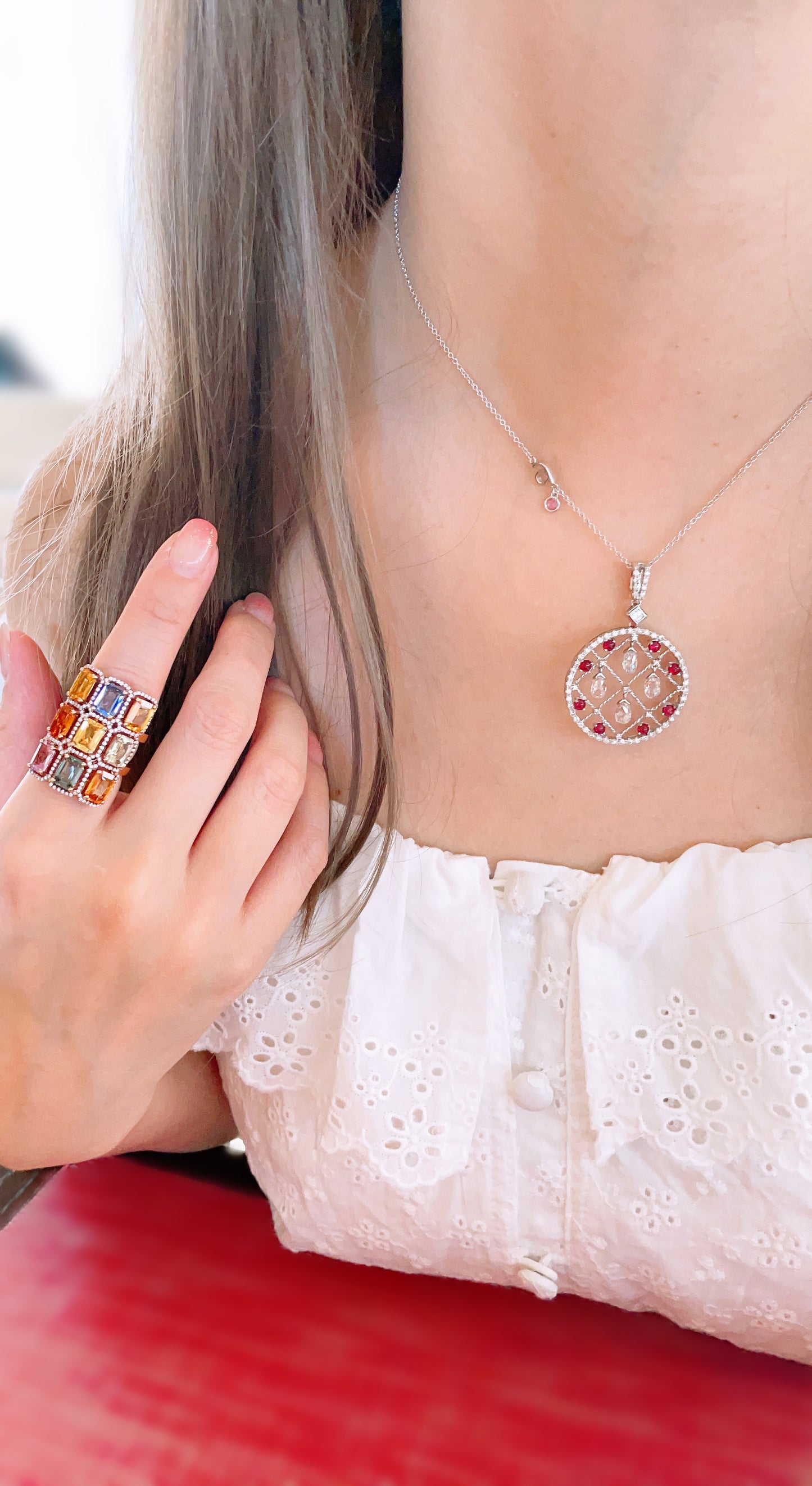 Dream Catcher Diamond And Ruby Pendant-BEO00001441
