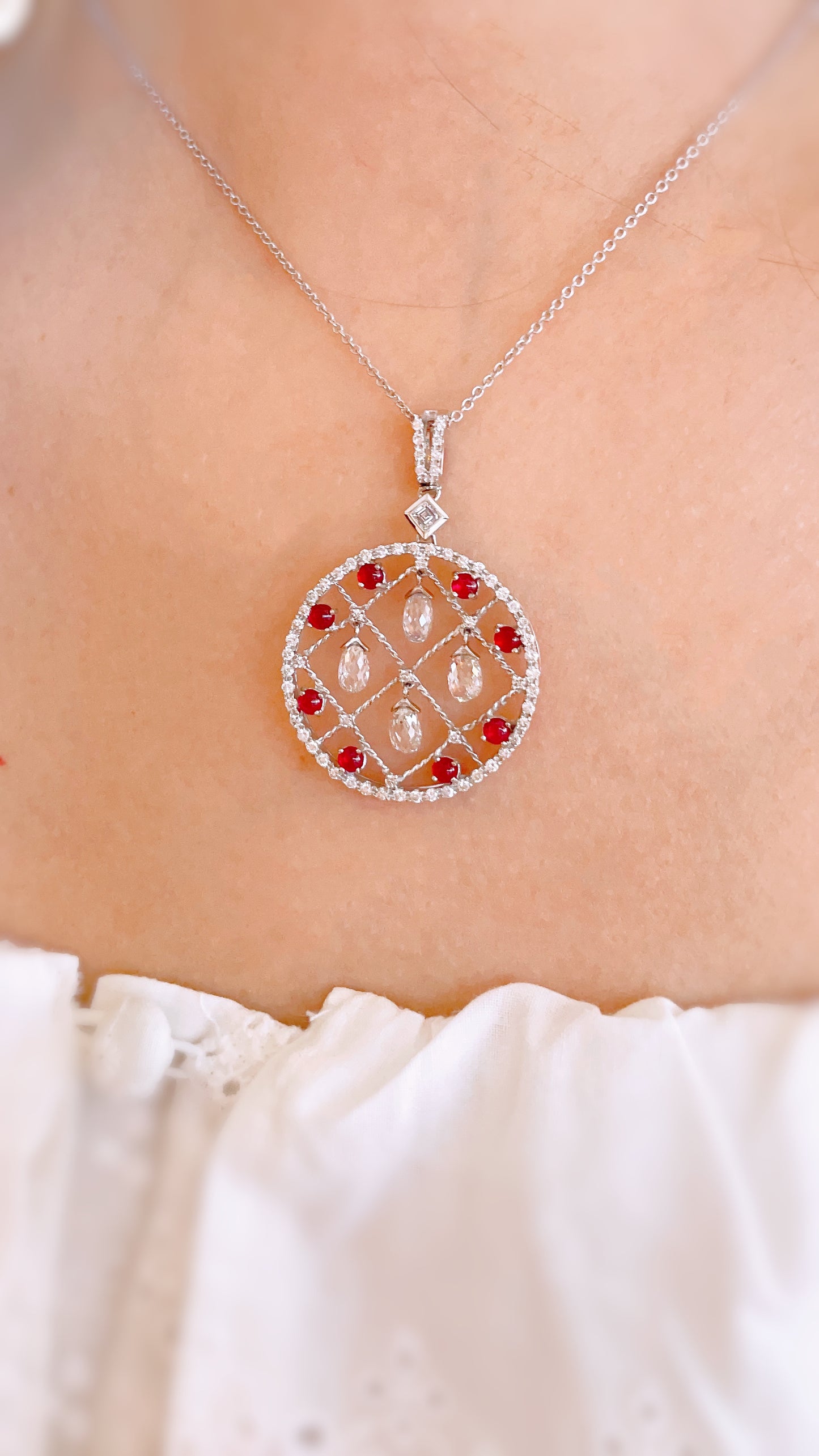 Dream Catcher Diamond And Ruby Pendant-BEO00001441