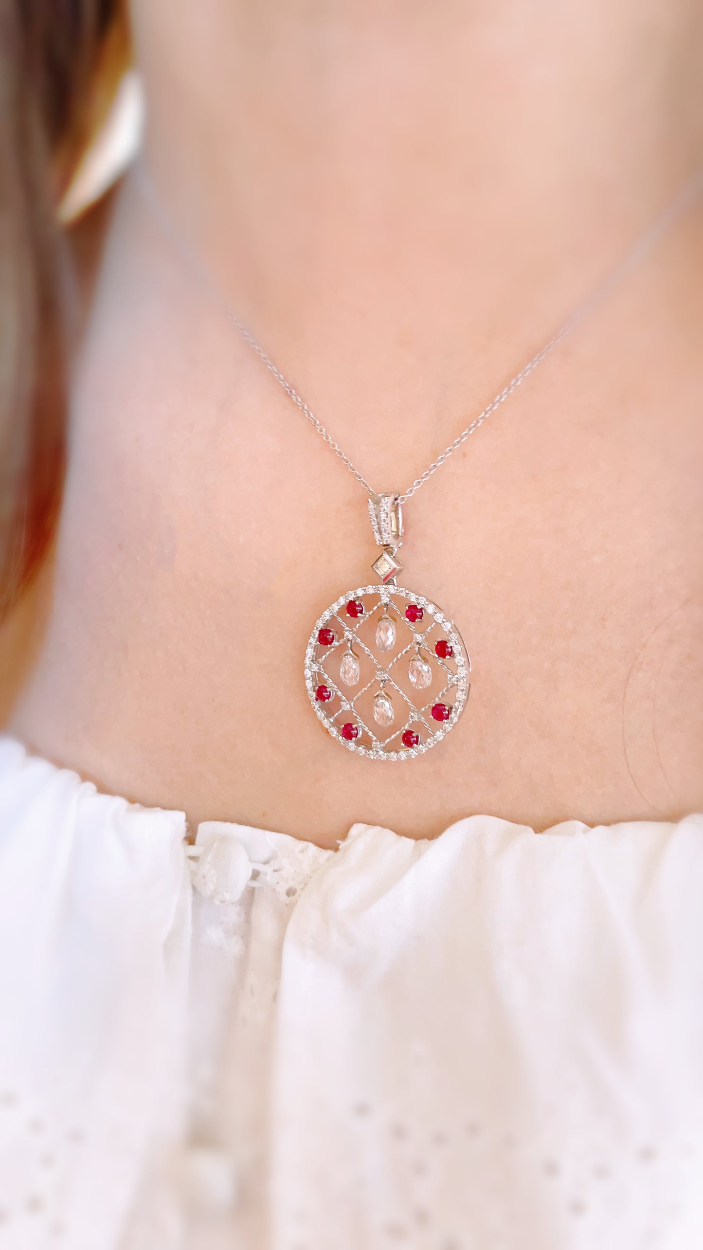 Dream Catcher Diamond And Ruby Pendant-BEO00001441