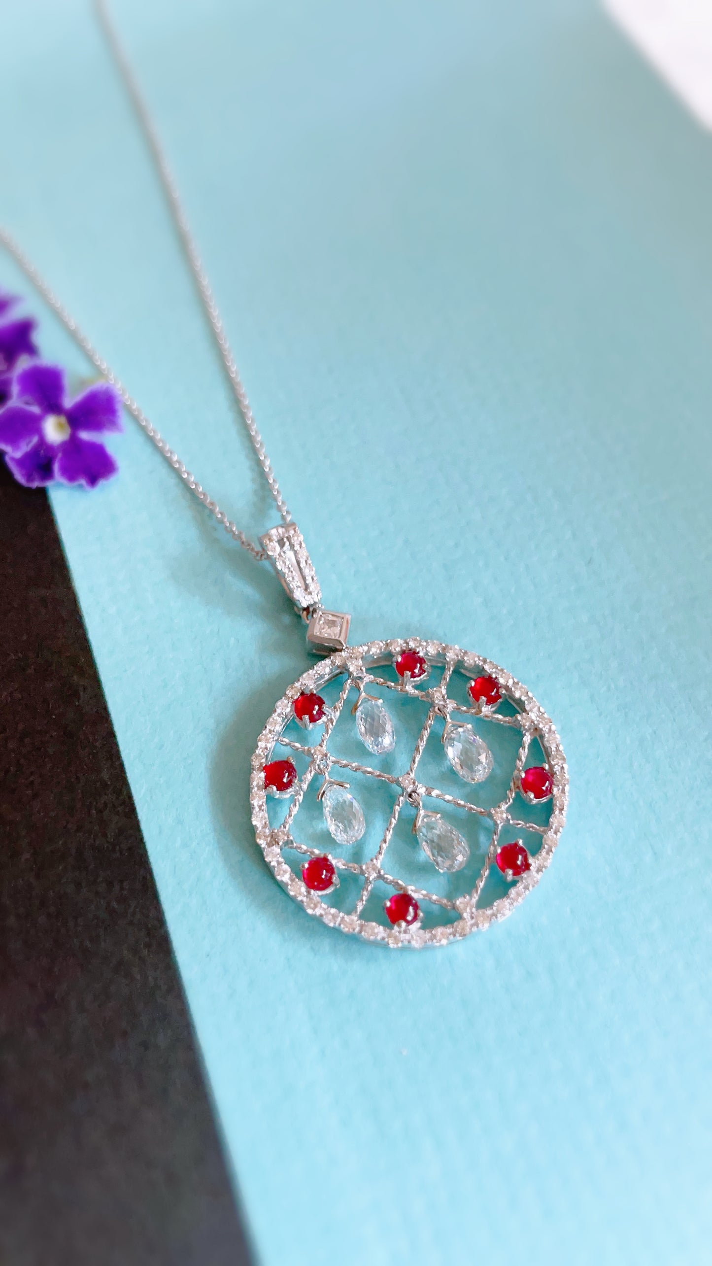 Dream Catcher Diamond And Ruby Pendant-BEO00001441