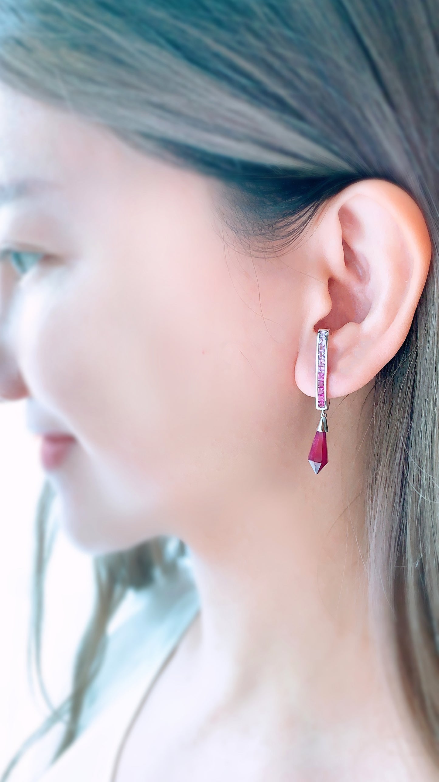 Ruby And Pink Sapphire Drop Earrings-BCO00001365@