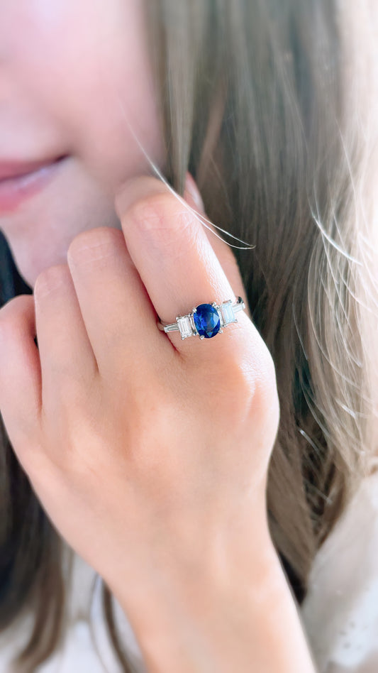 Blue Sapphire & Diamond Ring-BFO00001798