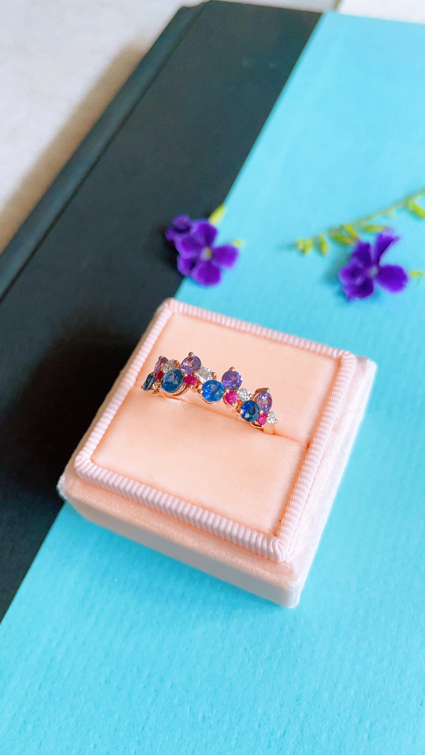 Blue and Purple Sapphire, Ruby & Diamond Ring-WK3929