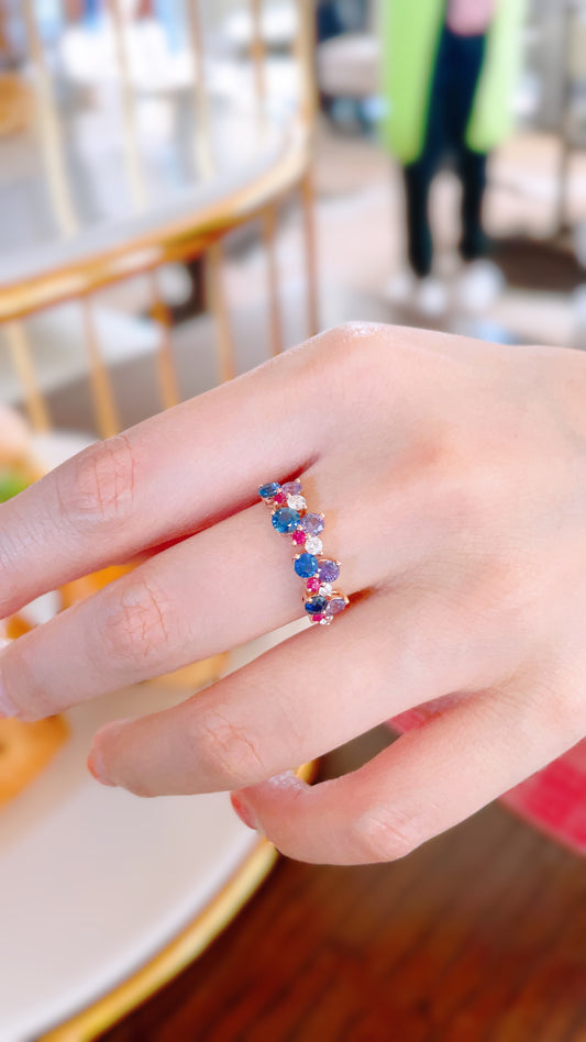 Blue and Purple Sapphire, Ruby & Diamond Ring-WK3929