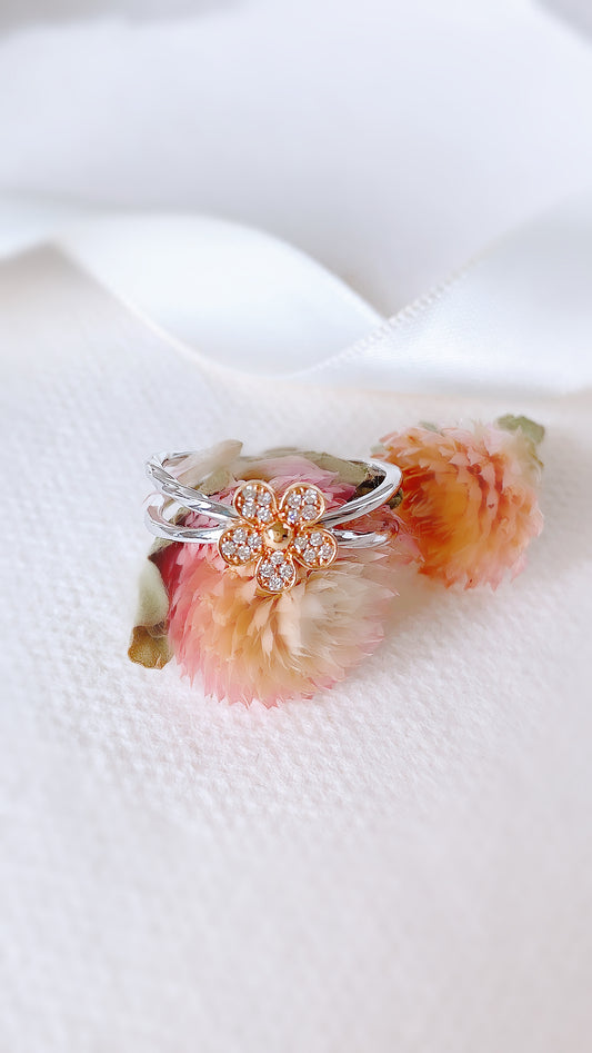 Natural Diamond Flower Ring-WK2947+WK3130