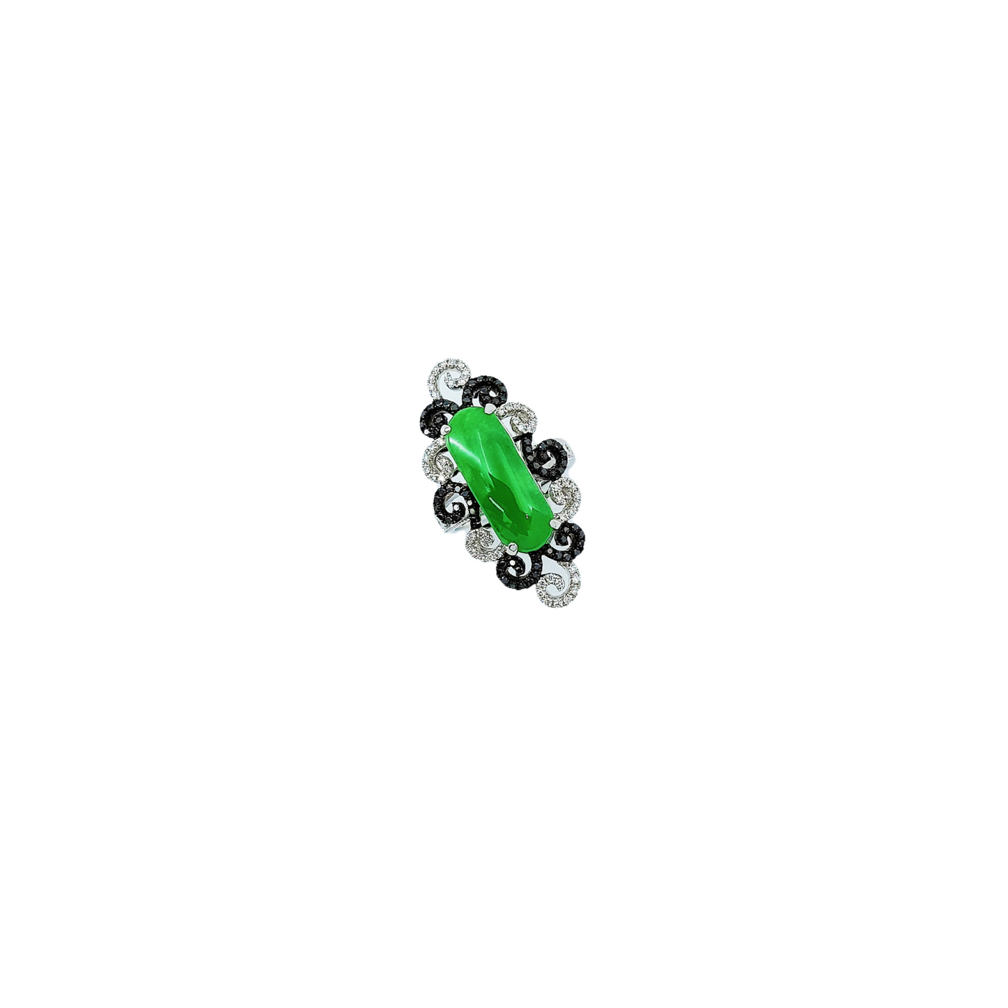 Jadeite Black Diamond Ring-WFO00001506