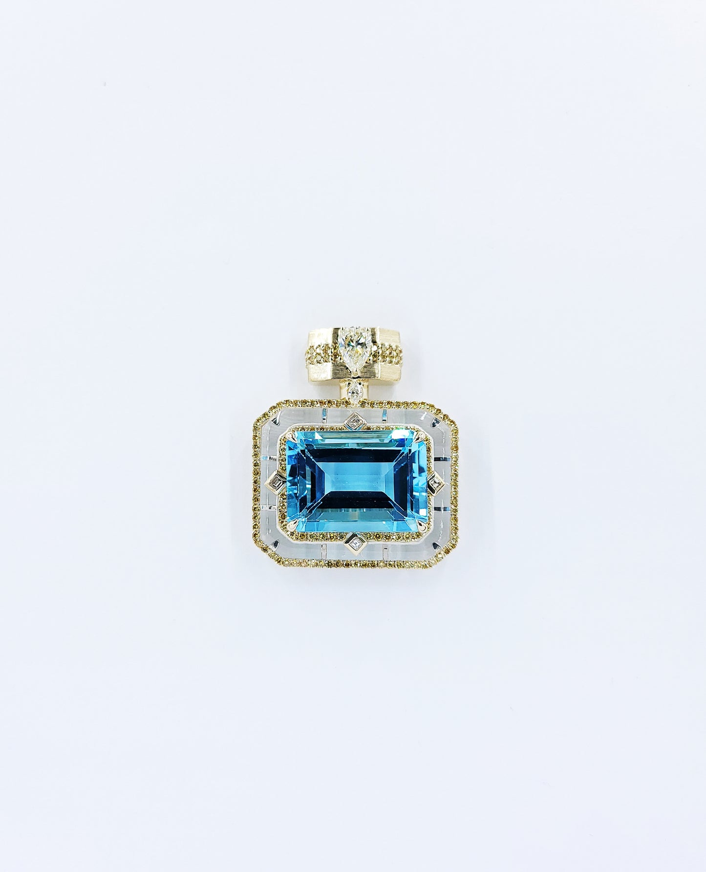 Perfume Bottle Blue Topaz & Diamond Pendant-WK3972
