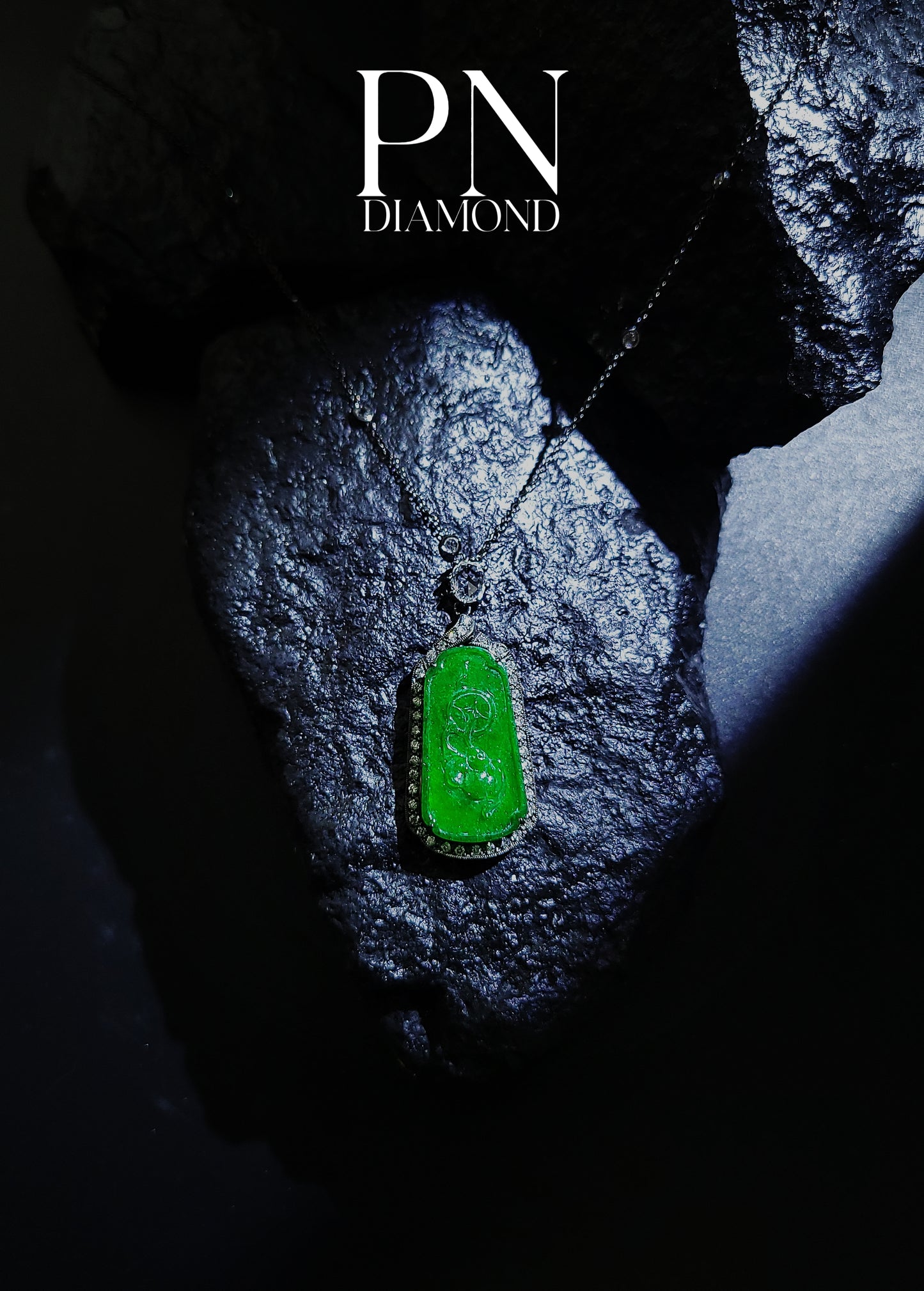 Fei Cui and Diamond Necklace WAO00000107 (Certified Grade A )