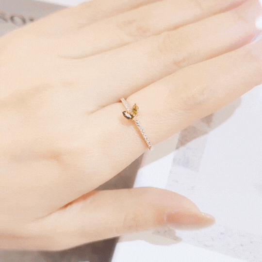 Neon Green Tourmaline and Yellow Diamond Ring-WK4072