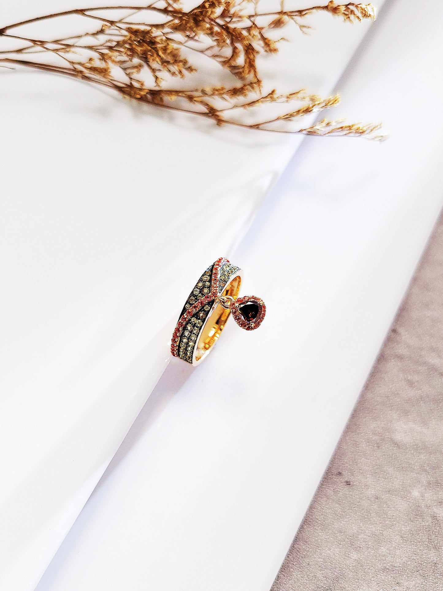 Orange Sapphire and Diamond Ring-BFO00002137