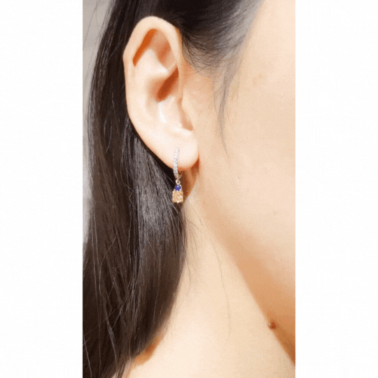 Perfume Bottle Blue Sapphire Diamond Earrings-WK4077