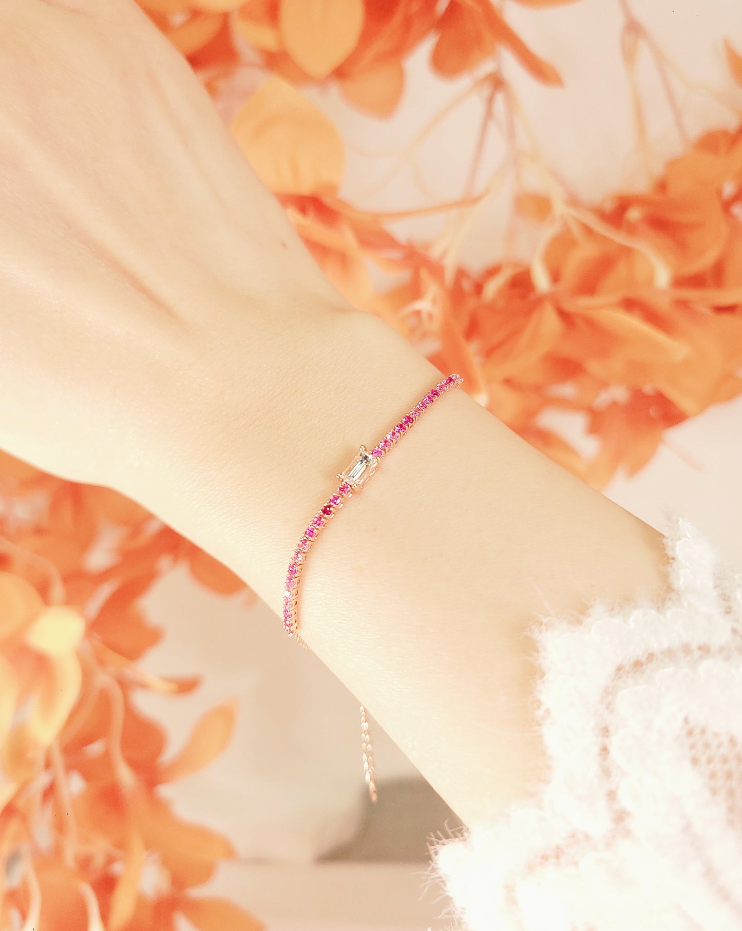 Pink Sapphire Diamond Bracelet-WK4048