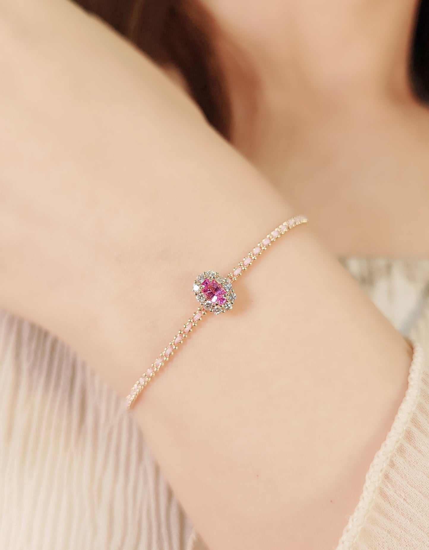Pink Sapphire Diamond Charm-WK4117