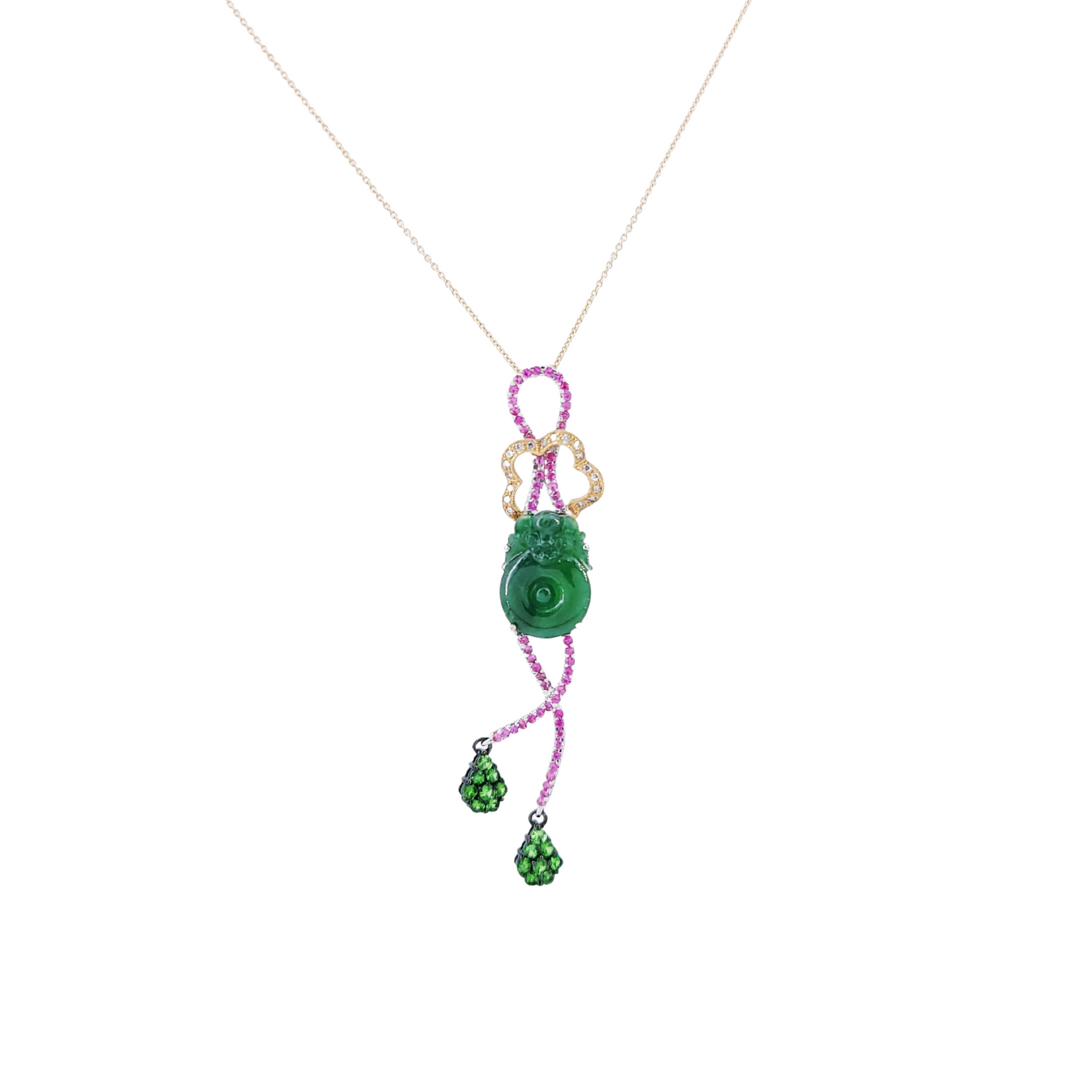 Pink Sapphire Fei Cui Diamond Pendant-WEO00002549