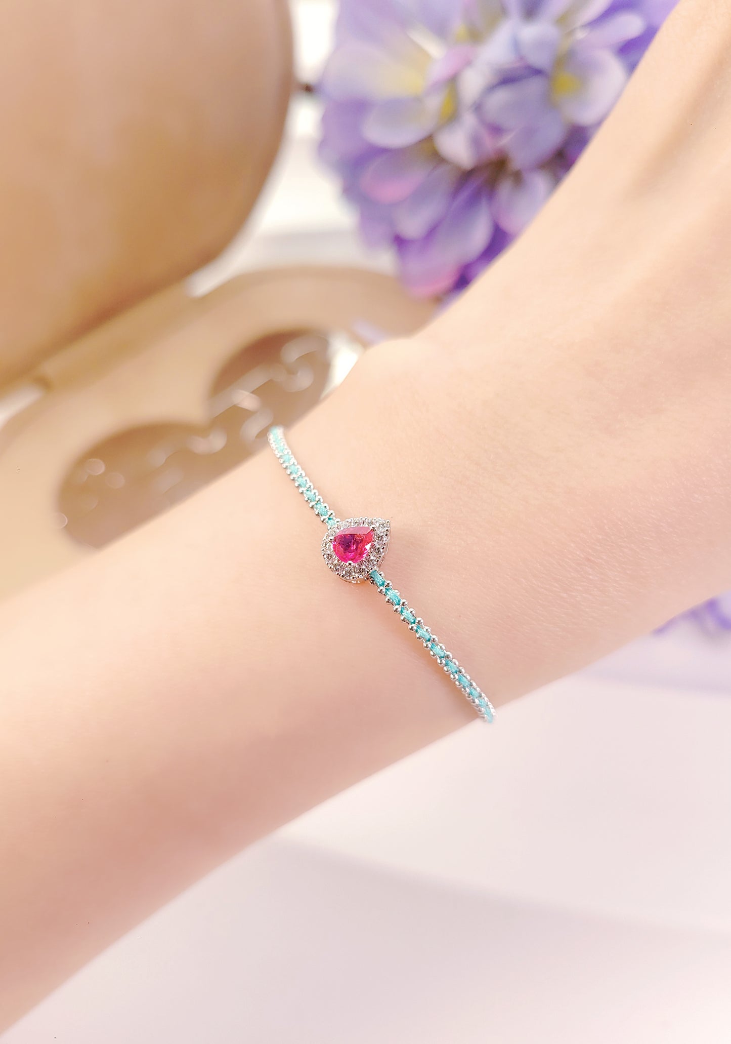 Raindrop Ruby Diamond Charm-WK4107