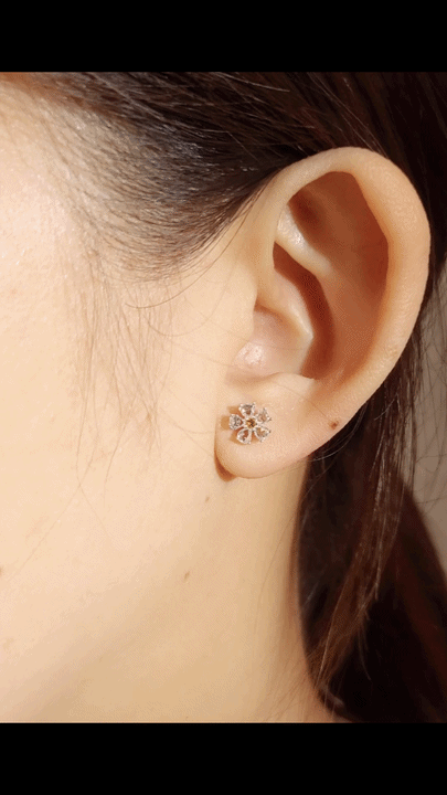 Rosecut Diamond Flower Earrings-WK4247@