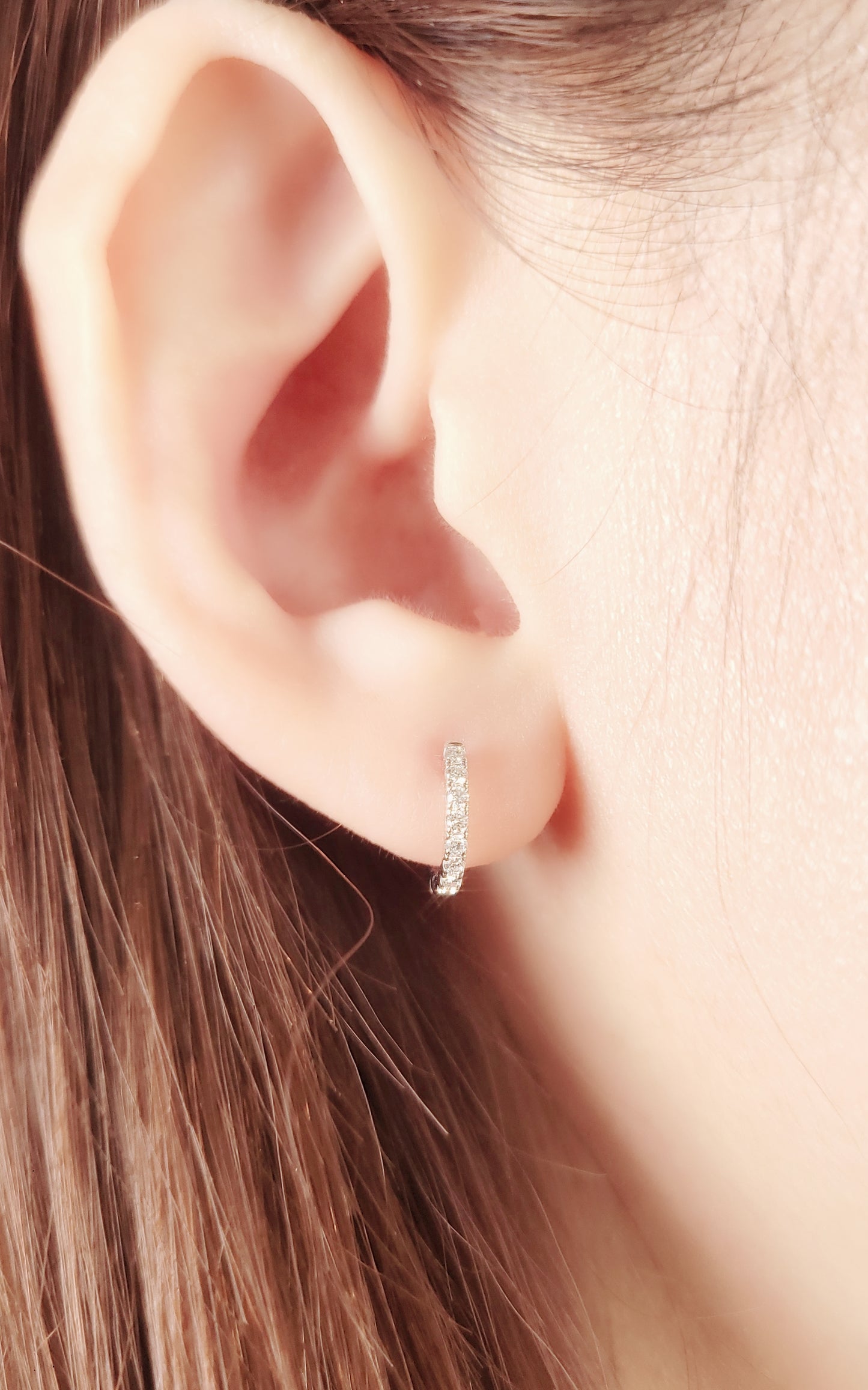 Small Hoop Diamond Earrings (one piece)-WK3787