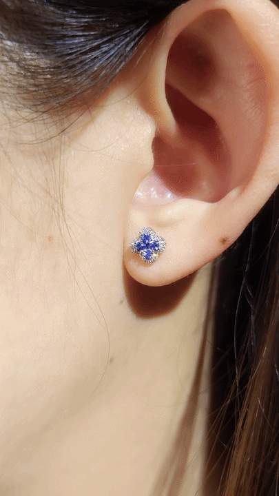Blue Sapphire Diamond Earrings-WK4210RS@