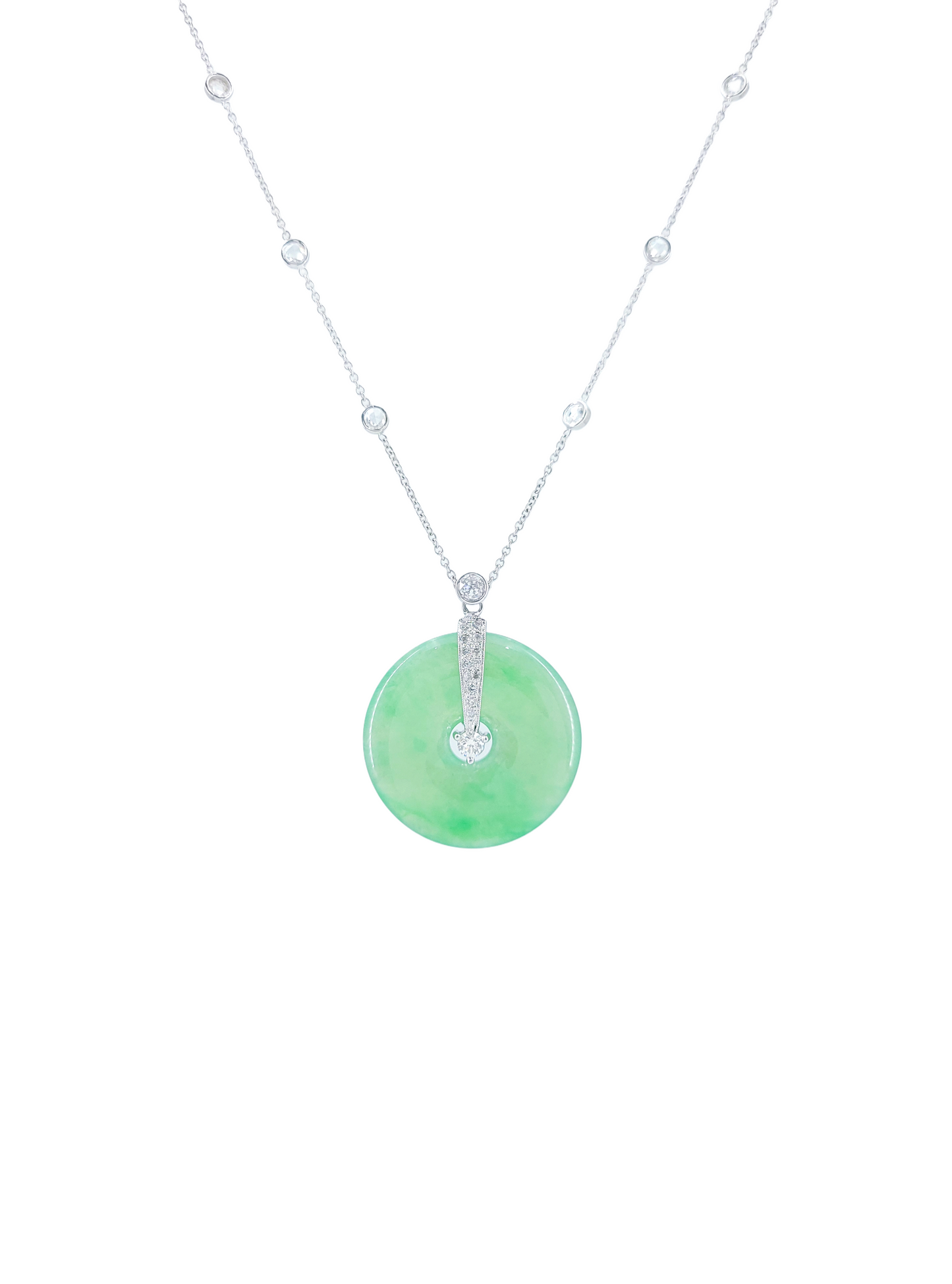 Fei Cui and Diamond Necklace WAO00000105  (Certified Grade A )