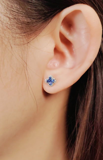 Blue Sapphire Diamond Earrings-WK4210RS@