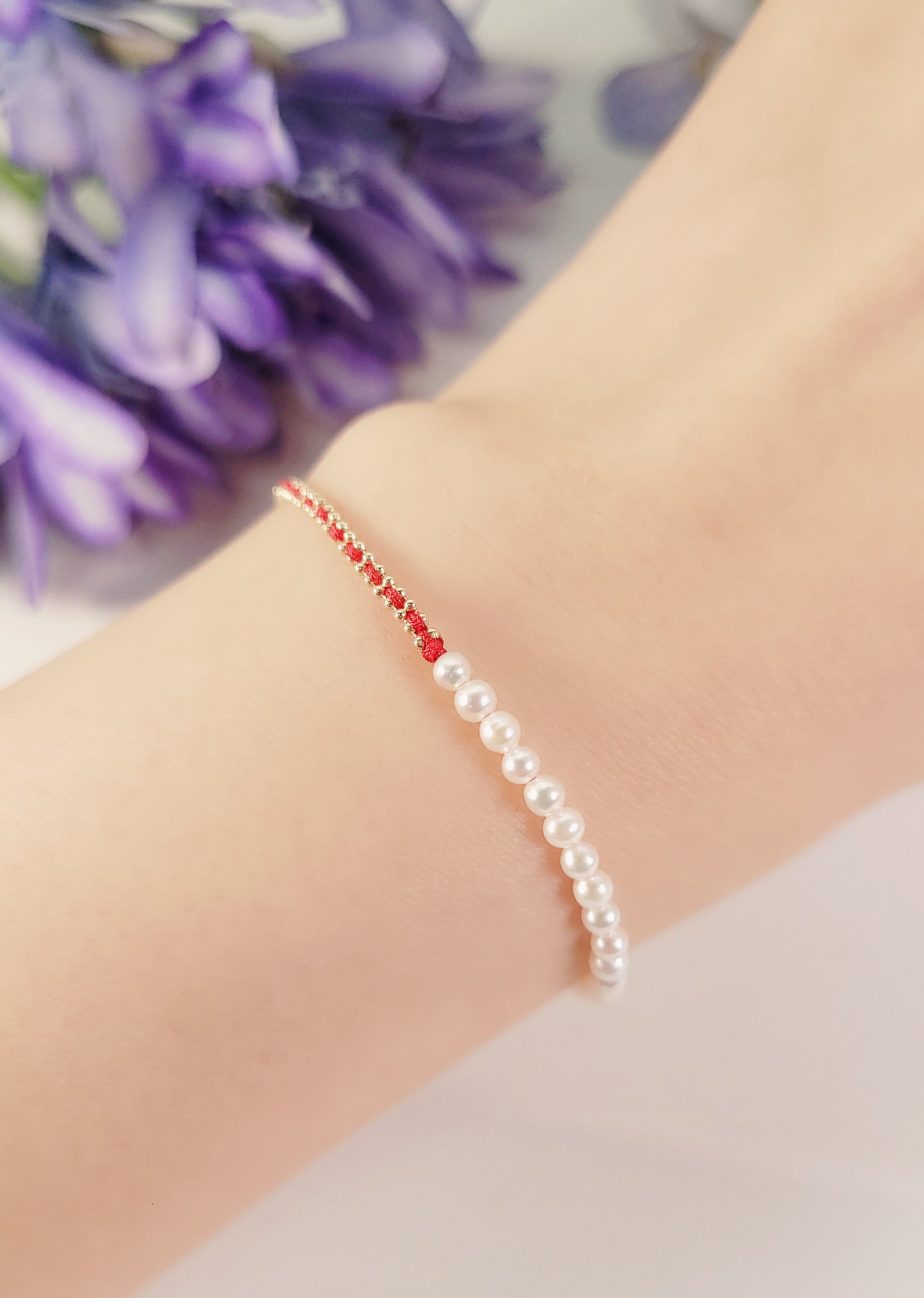 Pearl Red String Bracelet-XH14P@