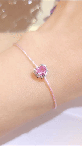 Heart Shape Pink Sapphire Diamond Charm-WK4109