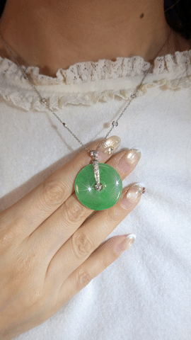 Fei Cui and Diamond Necklace WAO00000105  (Certified Grade A )