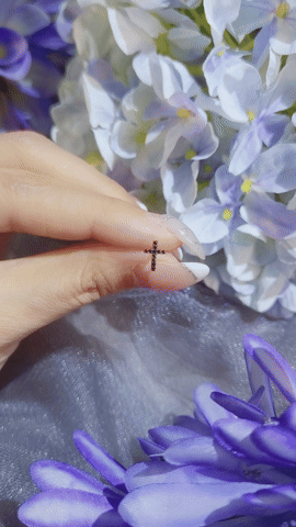 Cross Black Diamond Earring (one piece)-WK4167@