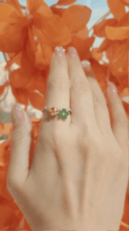 Emerald Yellow Diamond Floers Ring-WK4170