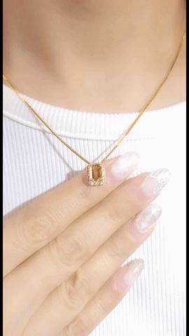 Yellow Sapphire and Diamond Pendant -WK4121@