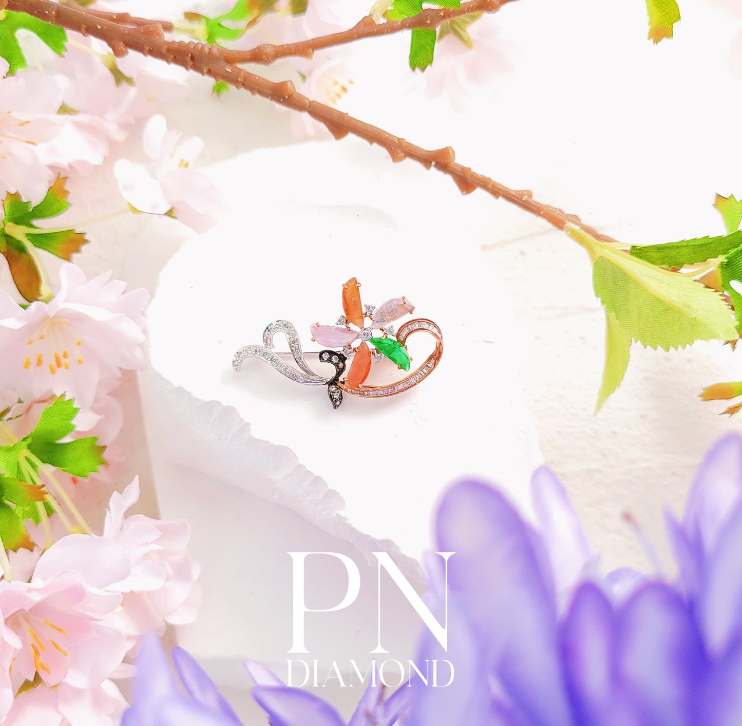 lily Fei Cui & Diamond Brooch-WJO00000046