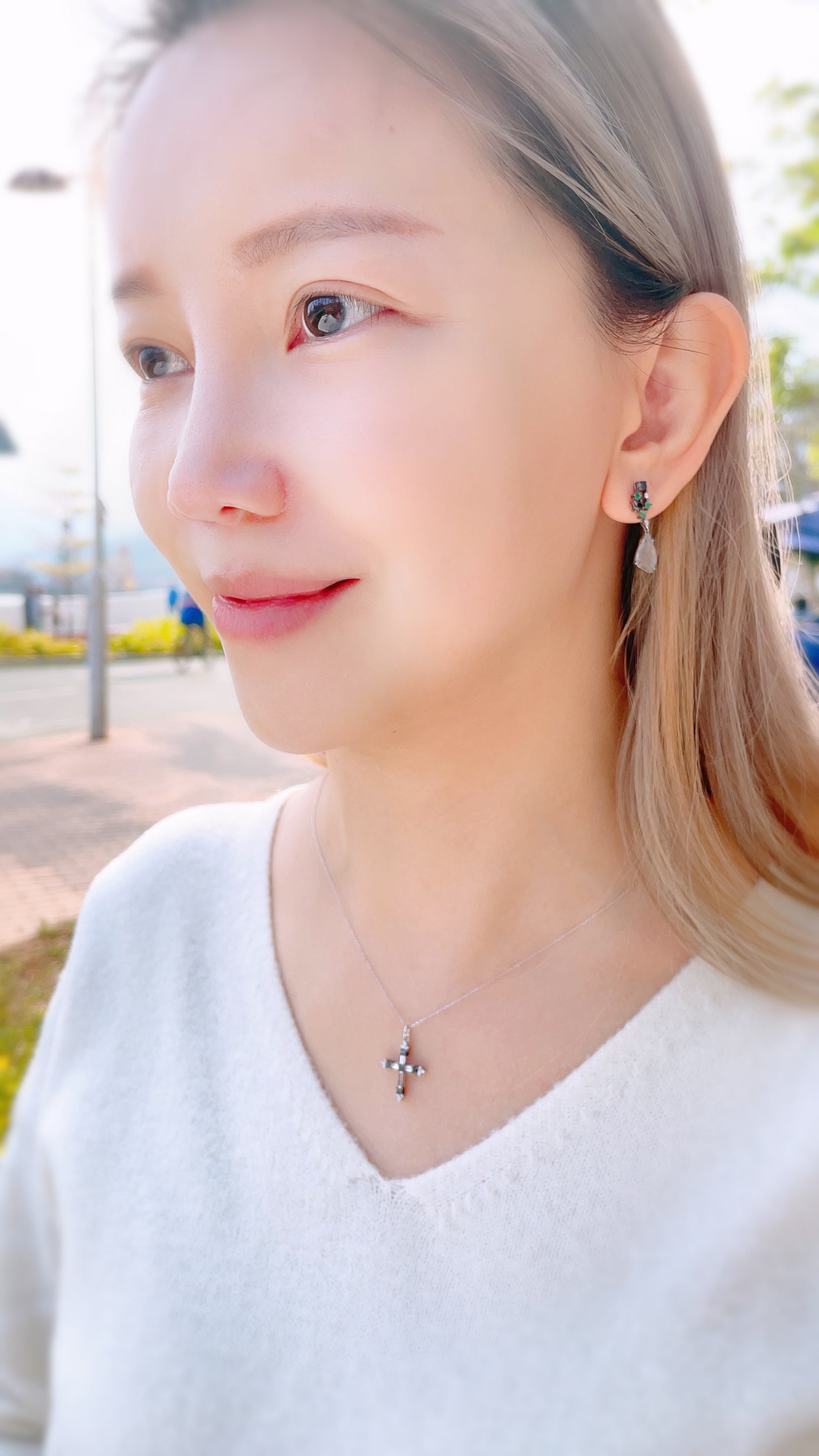 Rough Diamond Dangle Earrings-WK3272