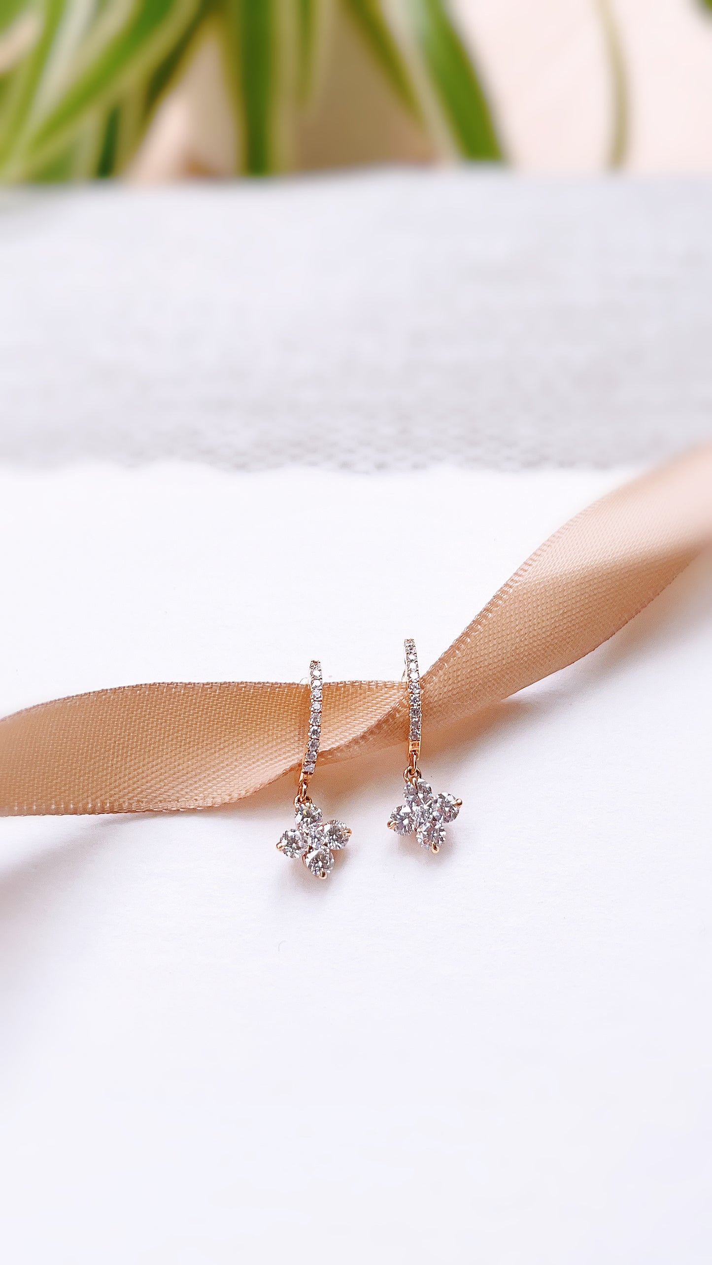 Flower Diamond Drop Earrings